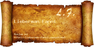 Lieberman Fanni névjegykártya